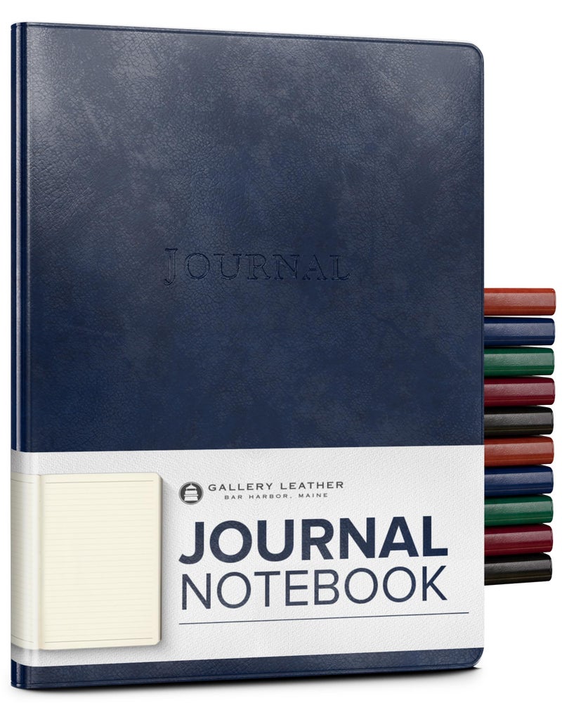 Gallery Leather Journal - Crafted in Maine, USA - Elegant Leather Writing Notebook with 192 Lined Pages - A Timeless Space for Your Thoughts - Acadia Navy, 9.75x7.5", Large Lined - Image 1